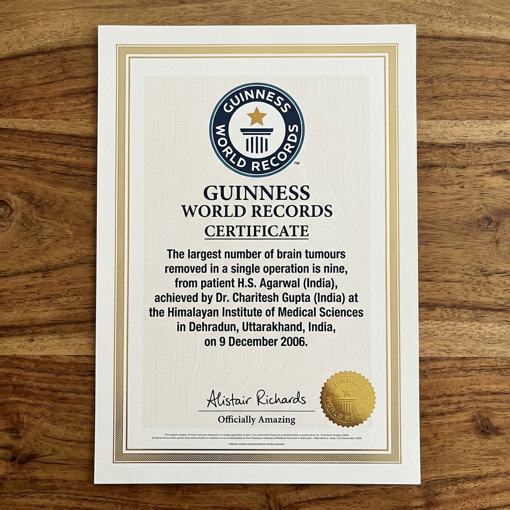 Guinness World Record Certificate - Dr. Charitesh Gupta